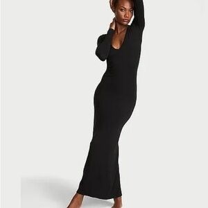 Victoria secret SoSoft Modal Ribbed Deep-V Long-Sleeve Maxi Dress